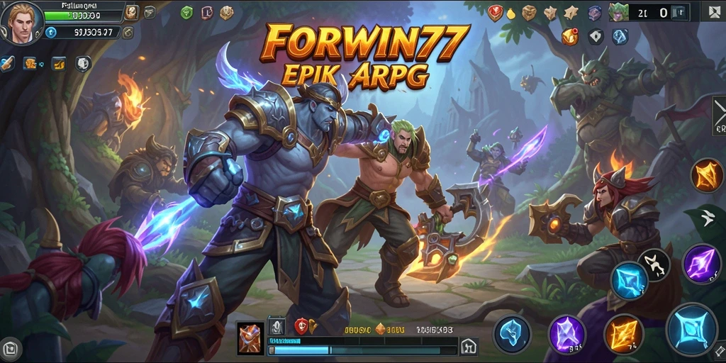 Screeshot gameplay <strong>FORWIN77</strong> menampilkan pertempuran menegangkan di dunia fantastis.