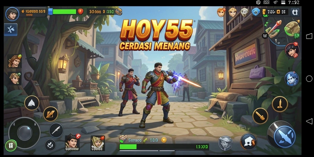 Tangkapan layar dari gameplay HOYE55 menunjukkan strategi mendalam saat bertempur.