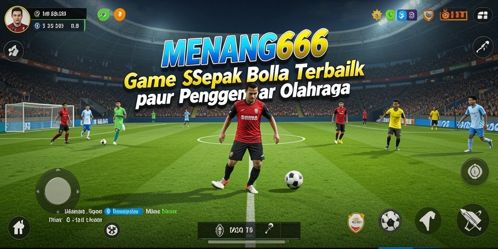 Gameplay mendebarkan di lapangan sepak bola virtual.