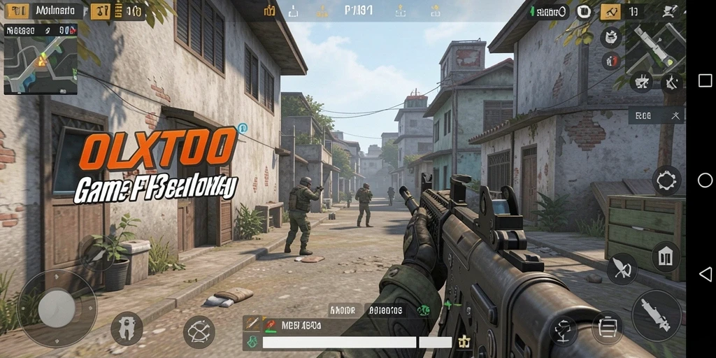 Screenshot OLXTOTO menampilkan aksi gameplay FPS yang mendebarkan.