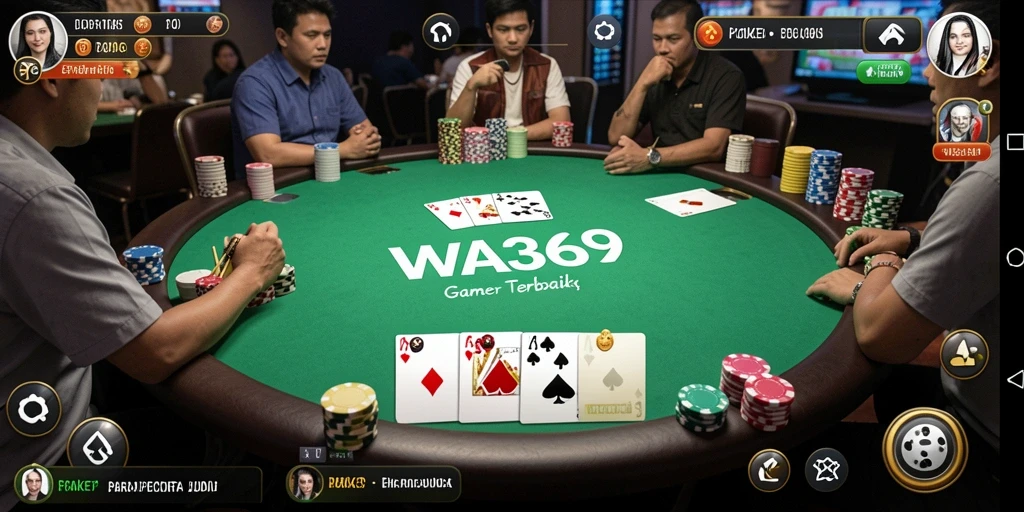 Screenshot gameplay WA369 menampilkan suasana poker yang seru dan antusias.